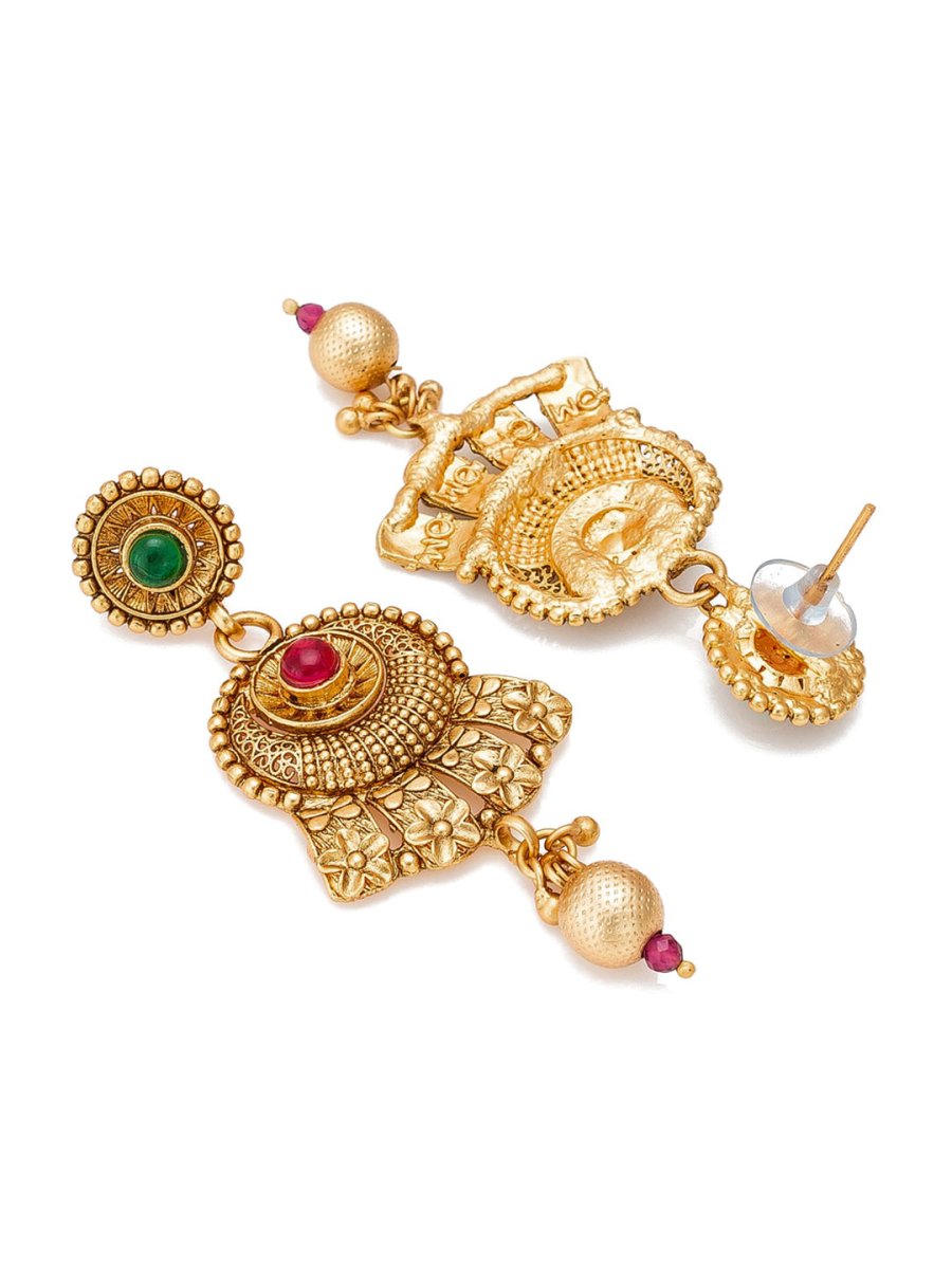 Aadita Gold-Plated & Red e Studded Jewellery Set - Grab2buy