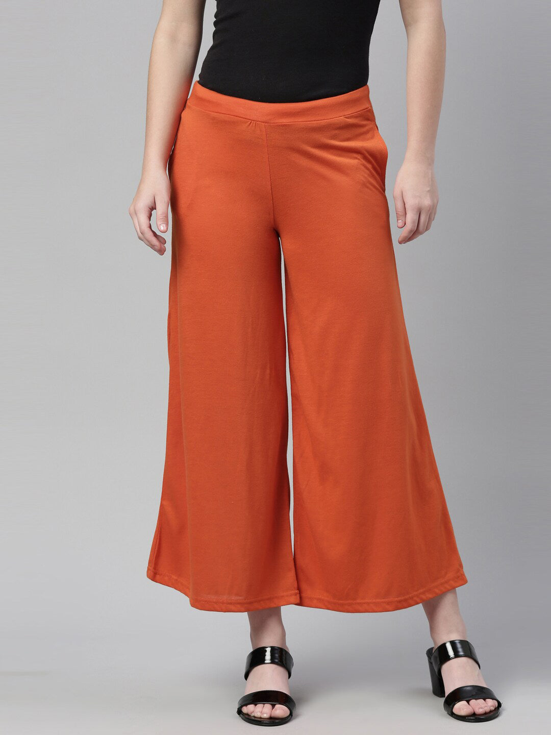 Souchii Women Orange Knitted Palazzo 