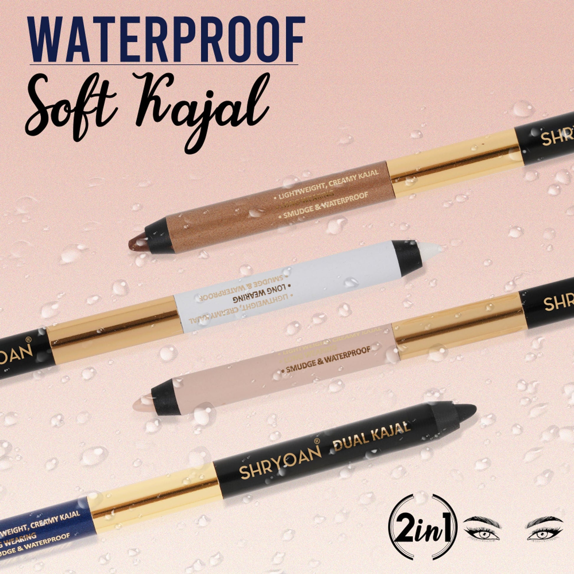 Shryoan Shimmery Dual Kajal with Sharpener - Black-Brown - Black-blue