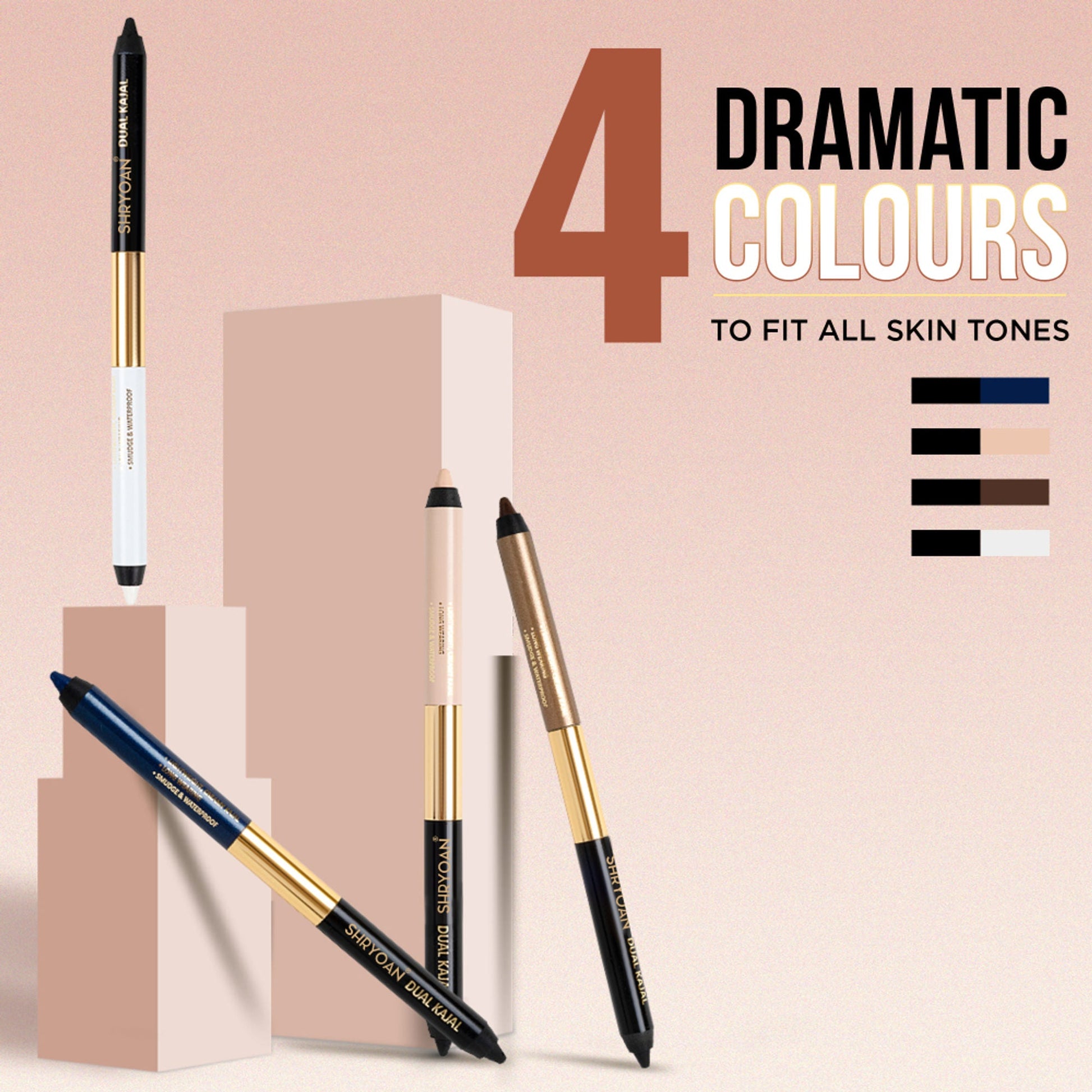 Shryoan Shimmery Dual Kajal with Sharpener - Black-Brown - Black-nude