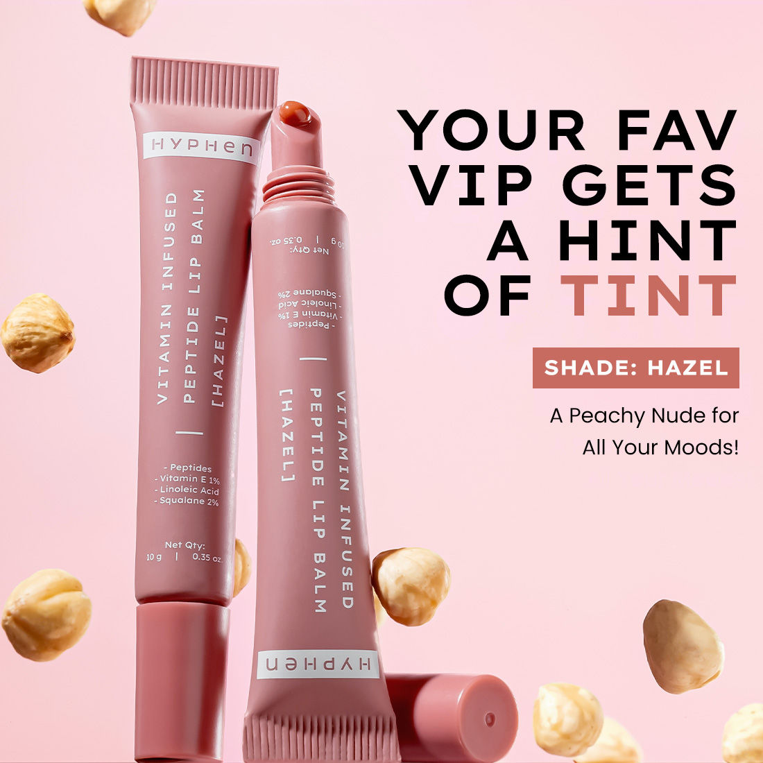Hyphen By Kriti Sanon Hazel Vitamin Infused Peptide Lip Balm, Hydrate & Moisturize, Smoothen Lips & Repair Moisture Barrier 