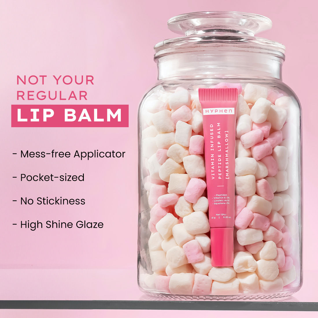 Hyphen By Kriti Sanon Marshmallow Vitamin Infused Peptide Lip Balm, Hydrate & Moisturize, Smoothen Lips & Repair Moisture Barrier 