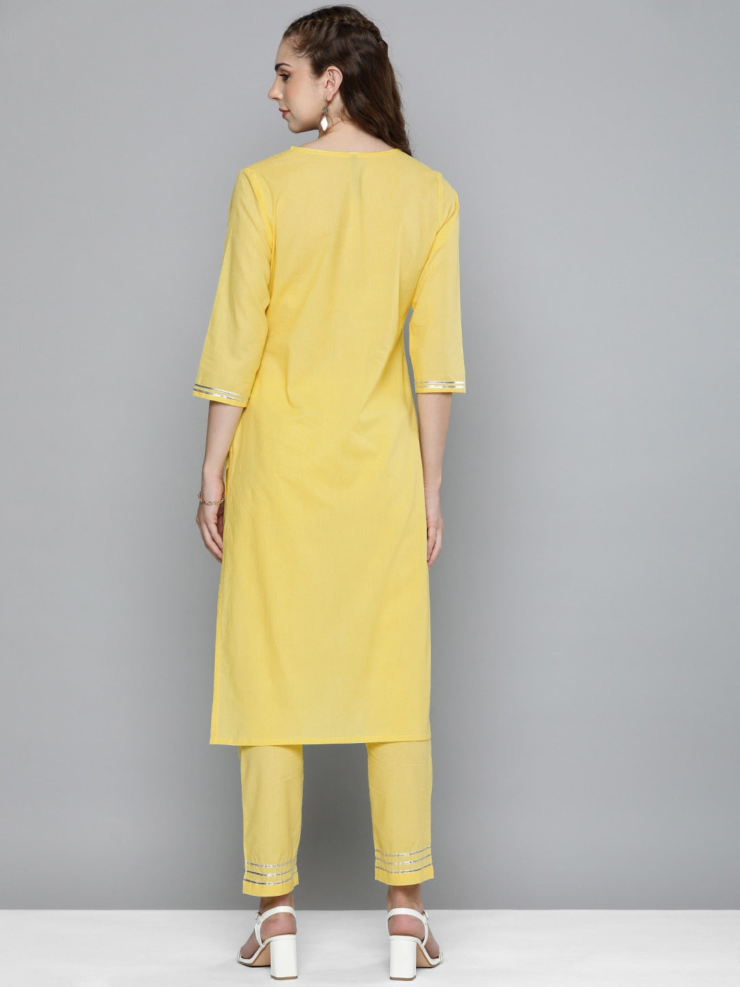 HERE&NOW Women Regular Gotta Patti Pure Cotton Kurta with Trousers