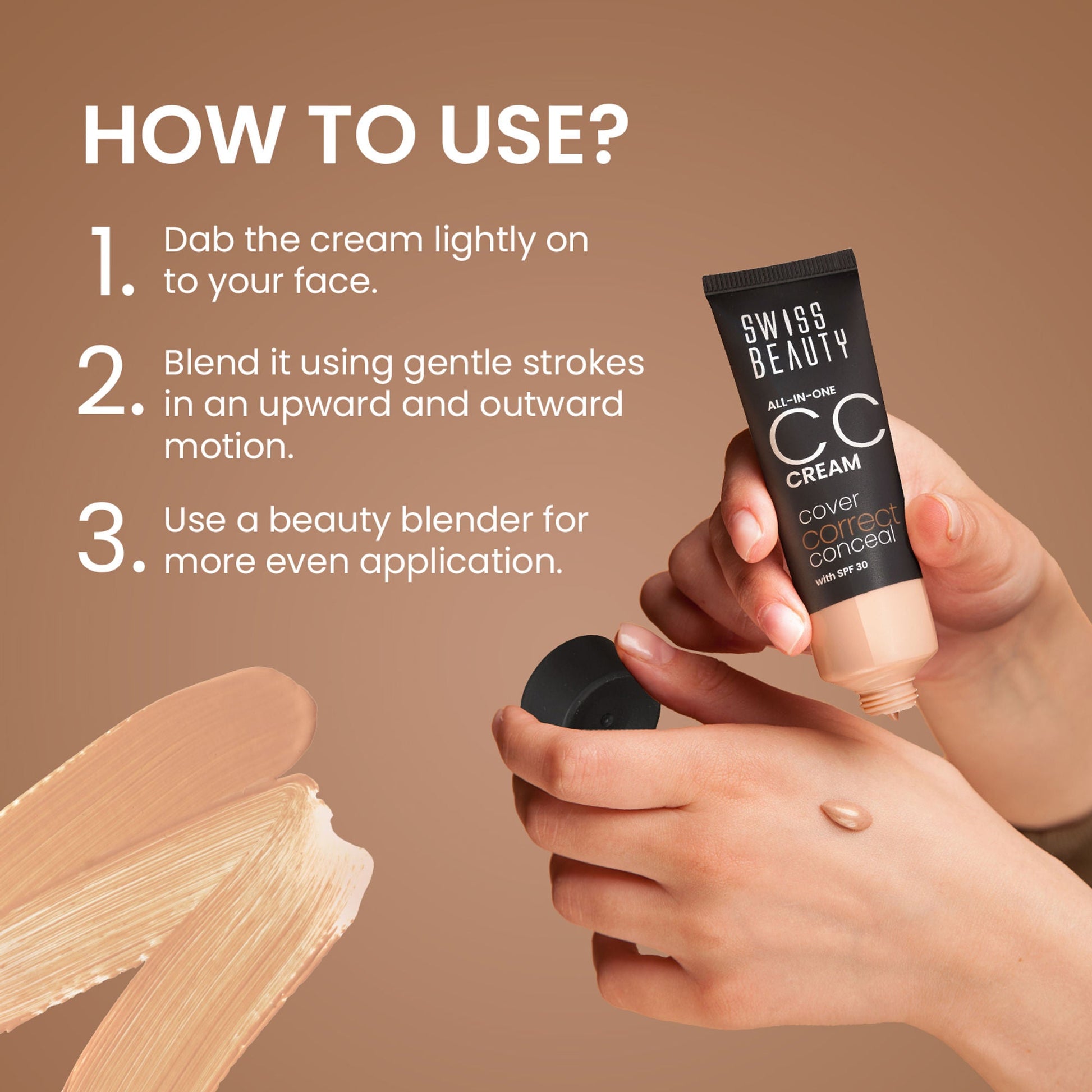 Swiss Beauty All-In-One CC Cream Cover Correct & Conceal - 01 Light Ivory