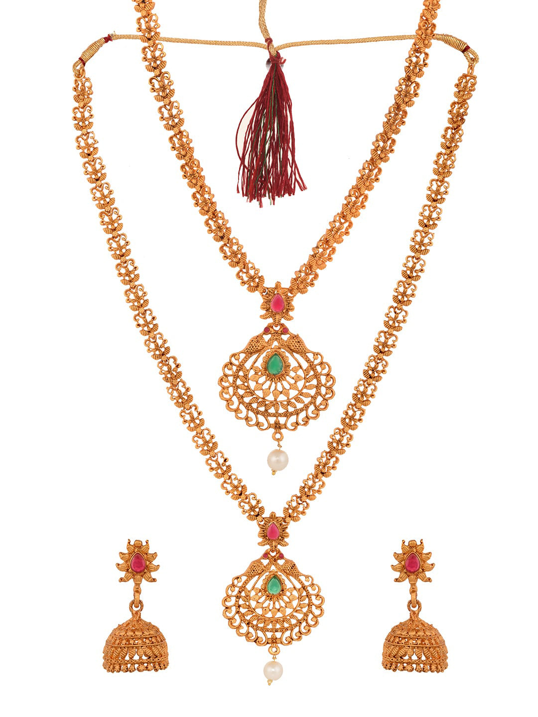 Saraf RS Jewellery Gold Plated South Indian Imitation Bridal Temple Jewellery Set - Grab2buy