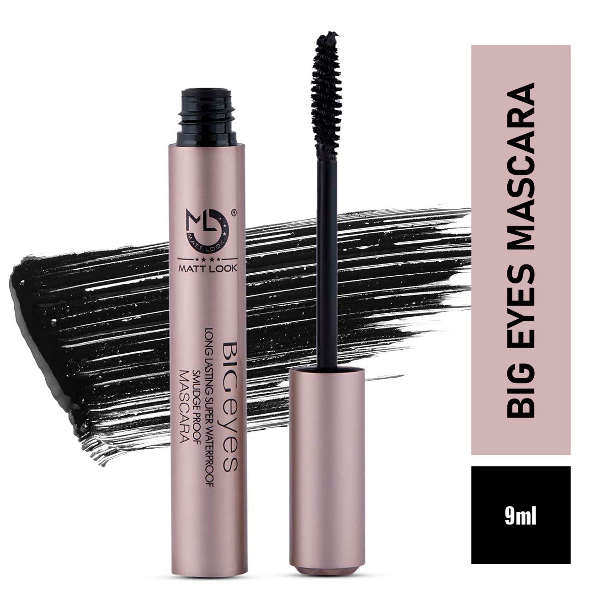 Matt Look Big Eyes Long Lasting Super Waterproof Smudge Proof Mascara - Black 