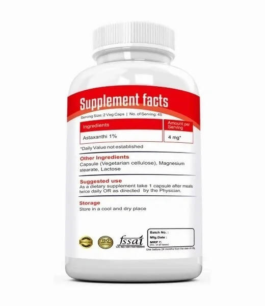 Ramini Bio Nutrition Astaxanthin 4mg Veg Capsules - Grab2buy