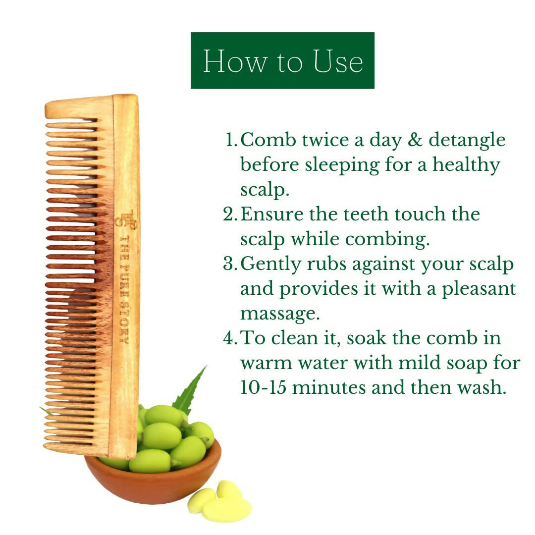 The Pure Story Oil Infused Neem Wood Dual Comb  Grab2Buy The Pure Story Grab2Buy