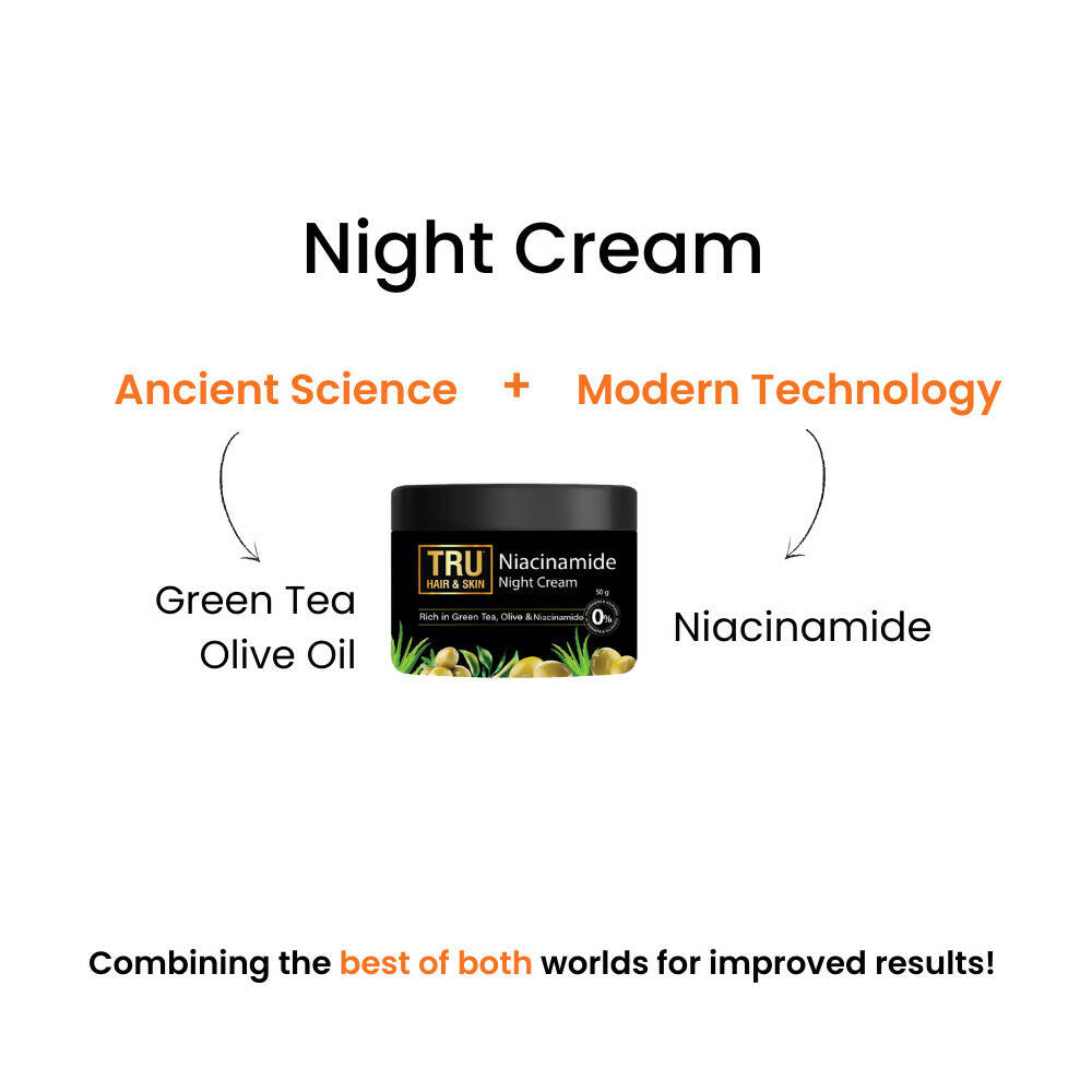 Tru Hair & Skin Night Cream With Green Tea, Niacinamide & Olive  Grab2Buy Tru Hair & Skin Grab2Buy