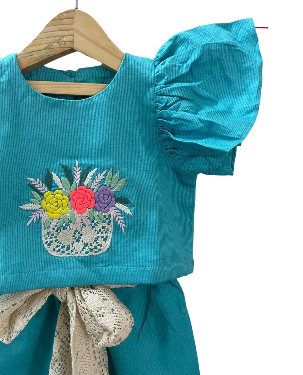 ArthLife Blue Flower Embroidered Co-Ord Set 