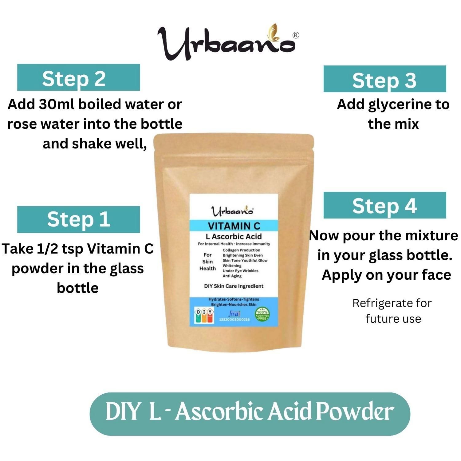 Urbaano Herbal L-Ascorbic Acid (Vitamin C Powder)  Grab2Buy Urbaano Herbal Grab2Buy