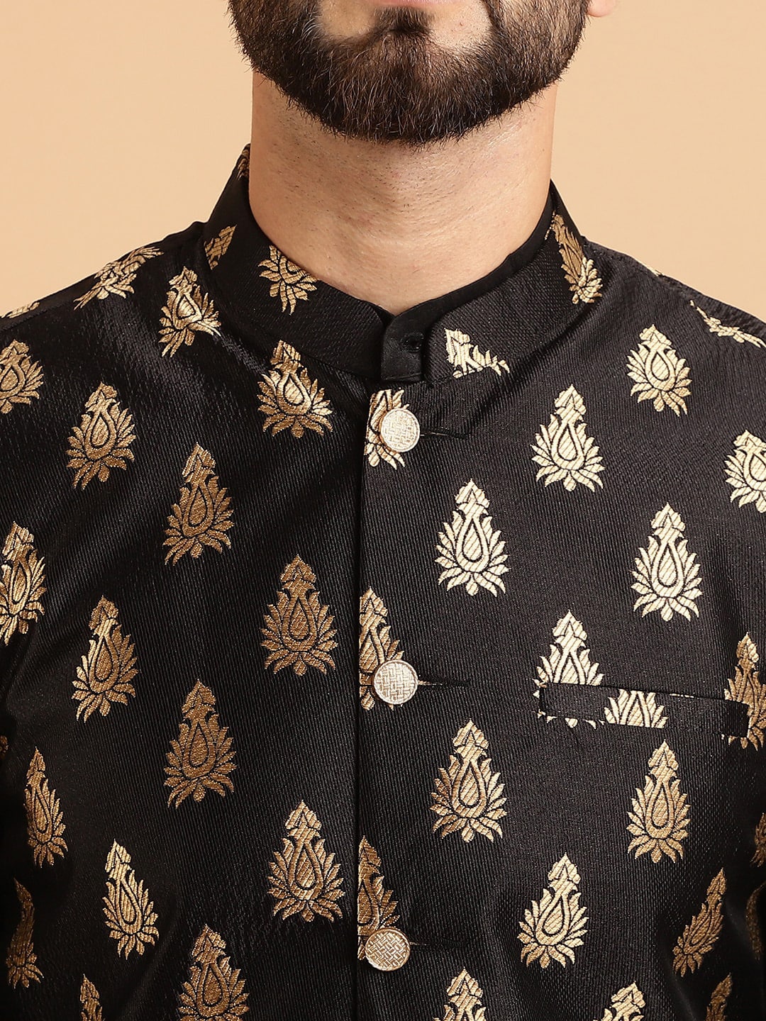 Sojanya Band Collar Regular Kurta & Churidar With Nehru Collar 