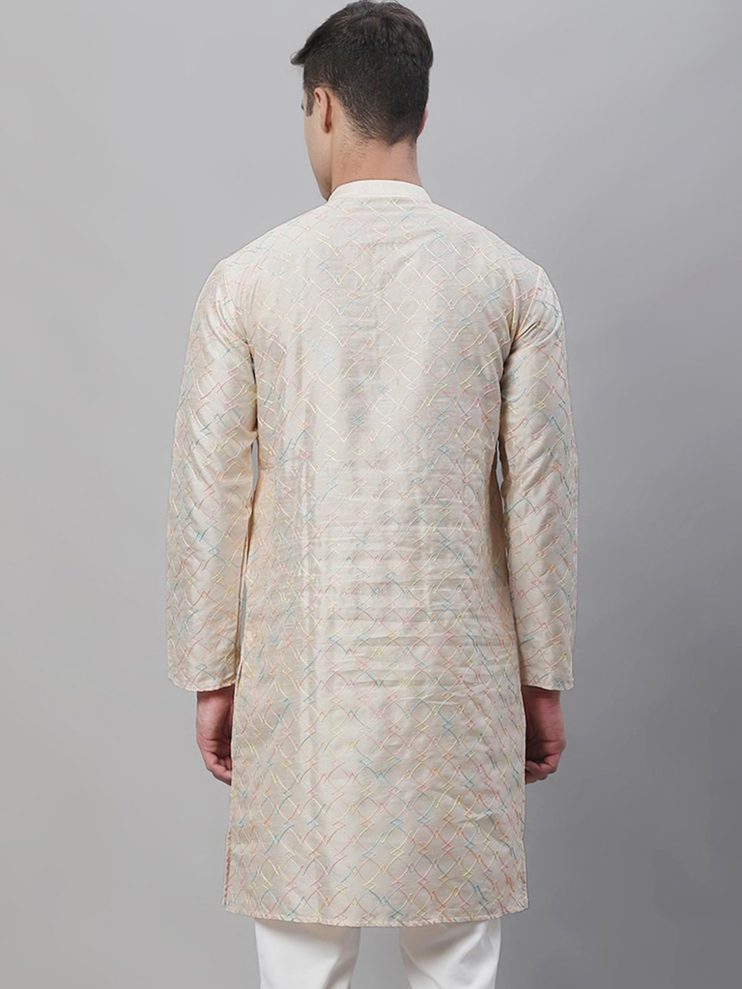 Sojanya Band Collar Embroidered Cotton Silk Kurta 