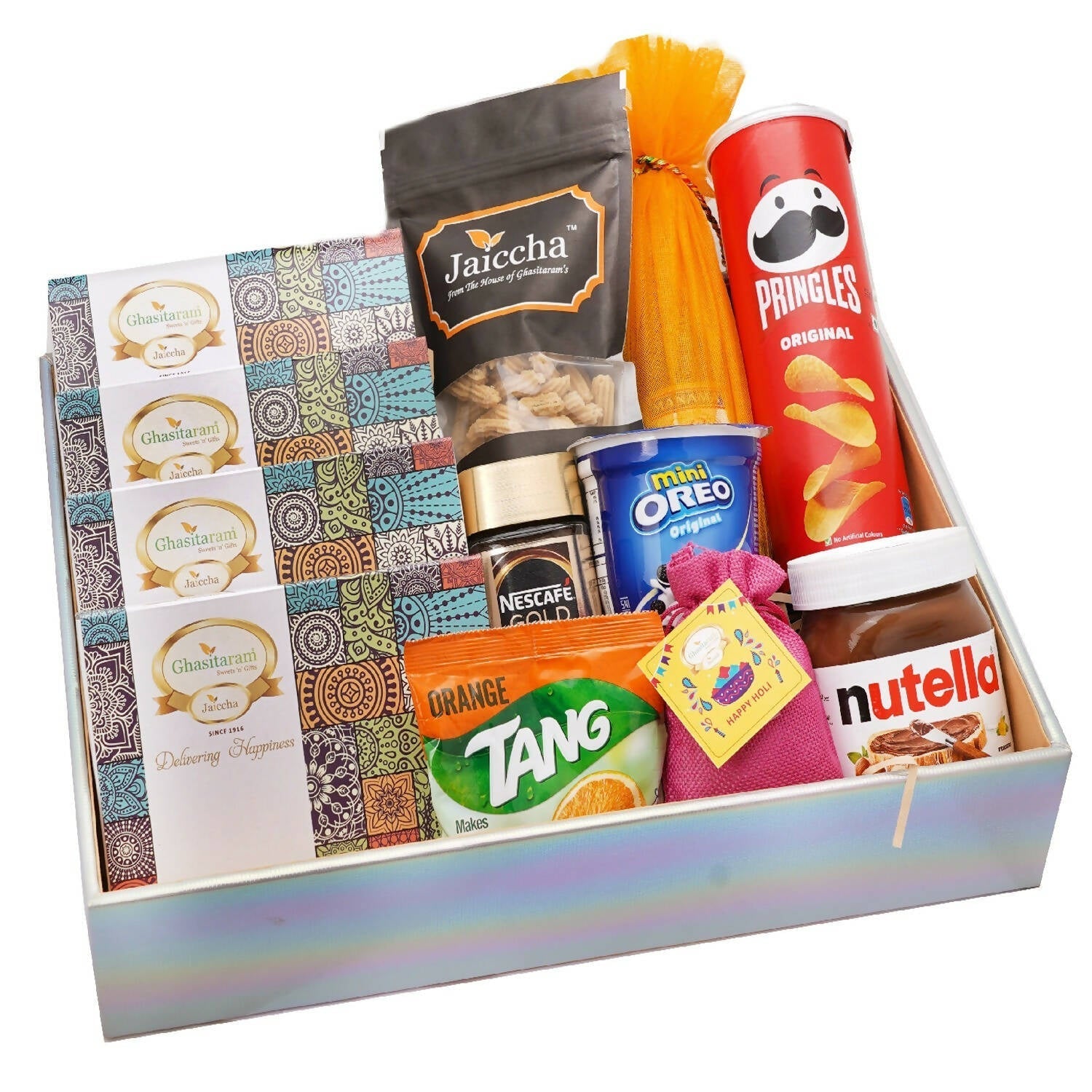 Ghasitaram Colourful Hamper Basket of Holi Goodies 