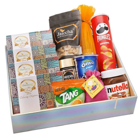 Ghasitaram Colourful Hamper Basket of Holi Goodies 
