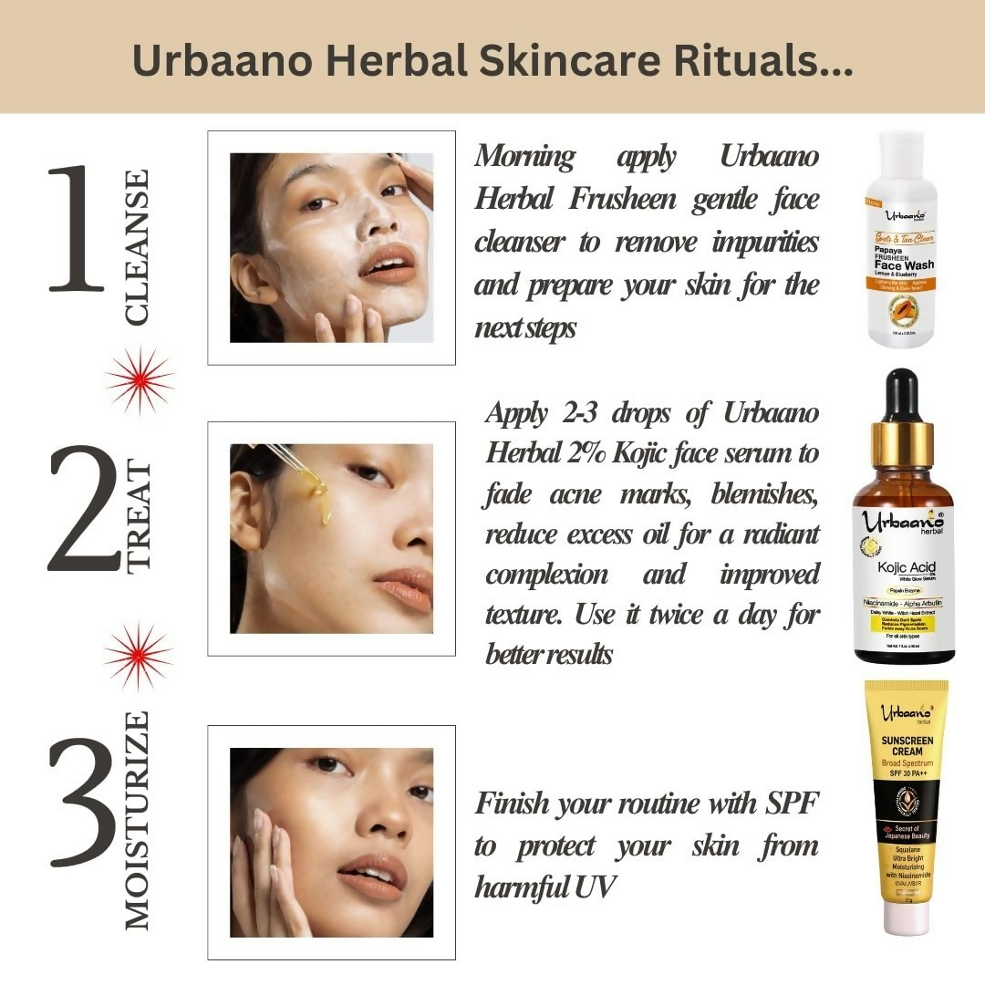 Urbaano Herbal 2% Kojic Acid White Glow Face Serum  Grab2Buy Urbaano Herbal Grab2Buy