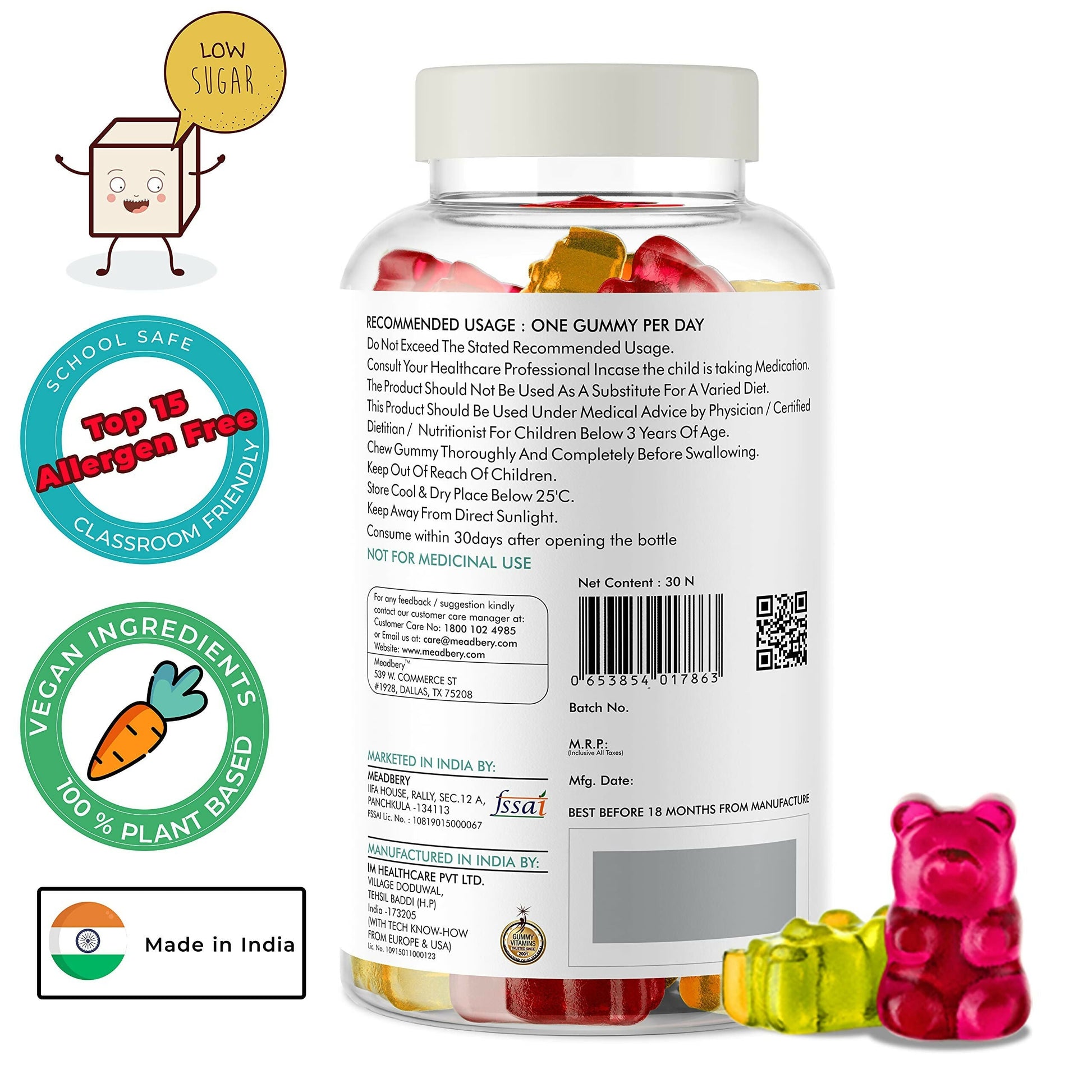 Meadbery Kids Calcium With Vitamin D Gummy 