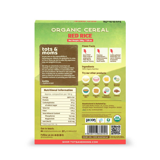 Tots and Moms Organic Red Rice Cereal - Grab2buy