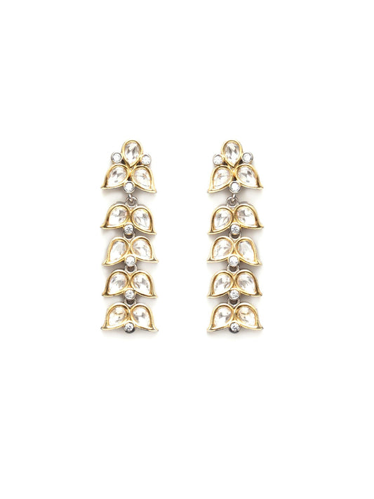 Long Kundan Earrings (silver) - Ruby Raang - Grab2buy