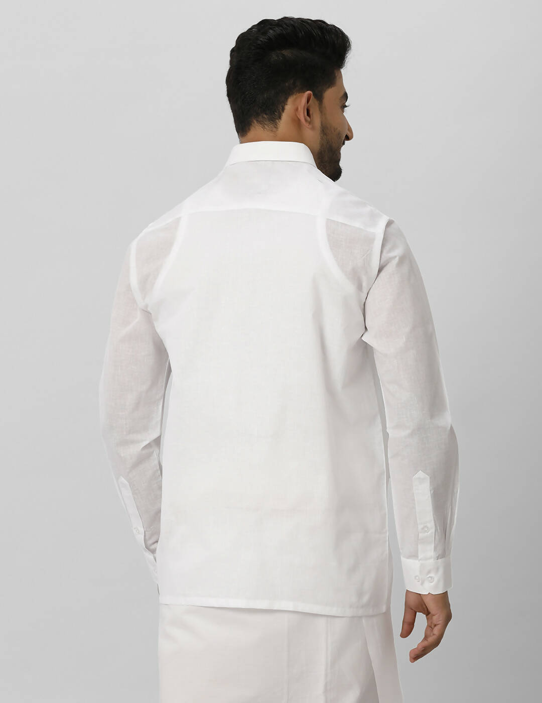 Ramraj Cotton Mens Full Sleeve Formal Poly Cotton White Shirt 