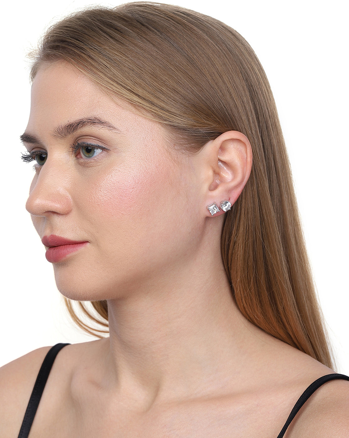 Gold-Polished Cz Square Drop Earring For Women - Wahe Jewels Noz2Toz