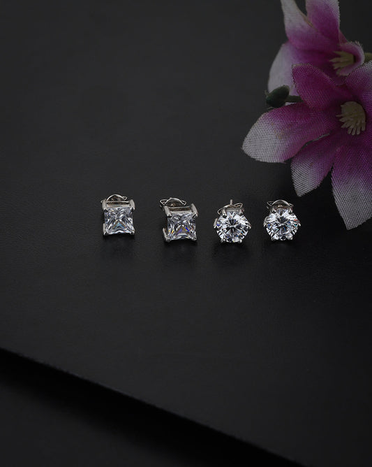 Gold-Polished Cz Square Drop Earring For Women - Wahe Jewels Noz2Toz