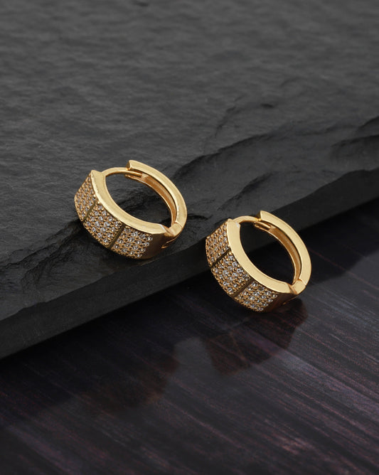 Gold-Polished Drop Earring With Dangling Cz Stone For Women - Wahe Jewels Noz2Toz