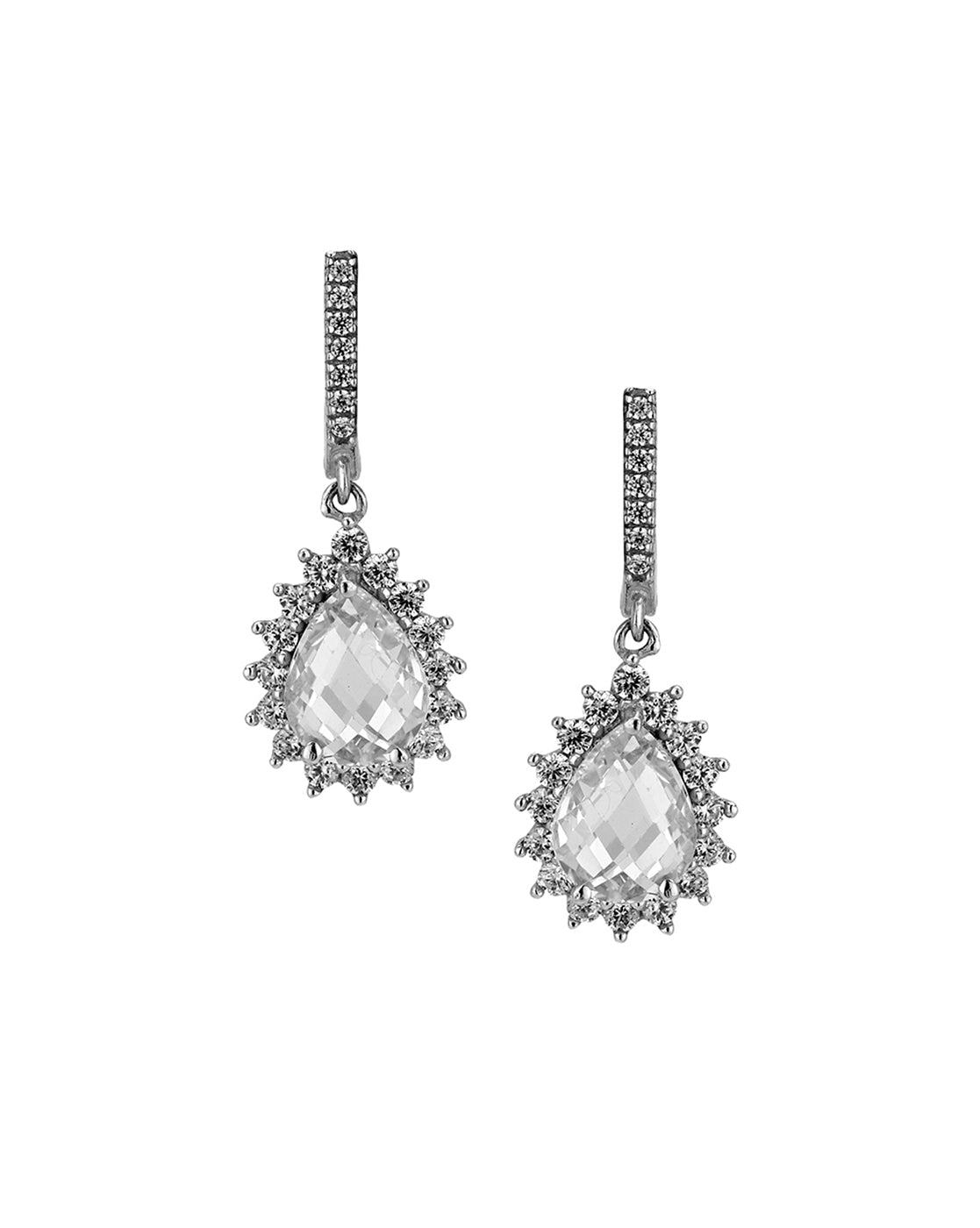 Gold-Polished Contemporary Drop Earring With Dangling Cz Stone - Wahe Jewels Noz2Toz