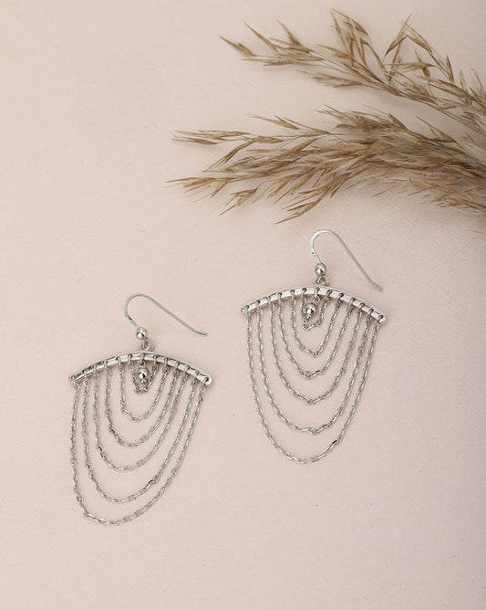 925 Sterling Silver Rhodium Plated Anchor Drop Earring For Women - Wahe Jewels