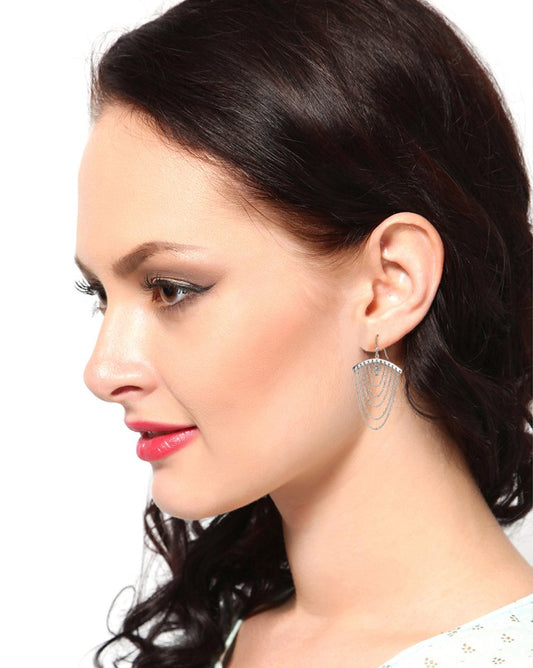 925 Sterling Silver Rhodium Plated Anchor Drop Earring For Women - Wahe Jewels