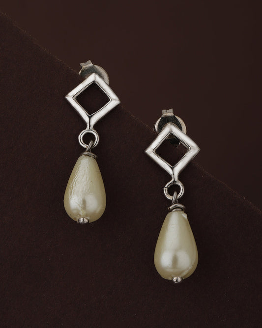 Rhodium Plated Cz Geometric Drop Earring For Women - Wahe Jewels