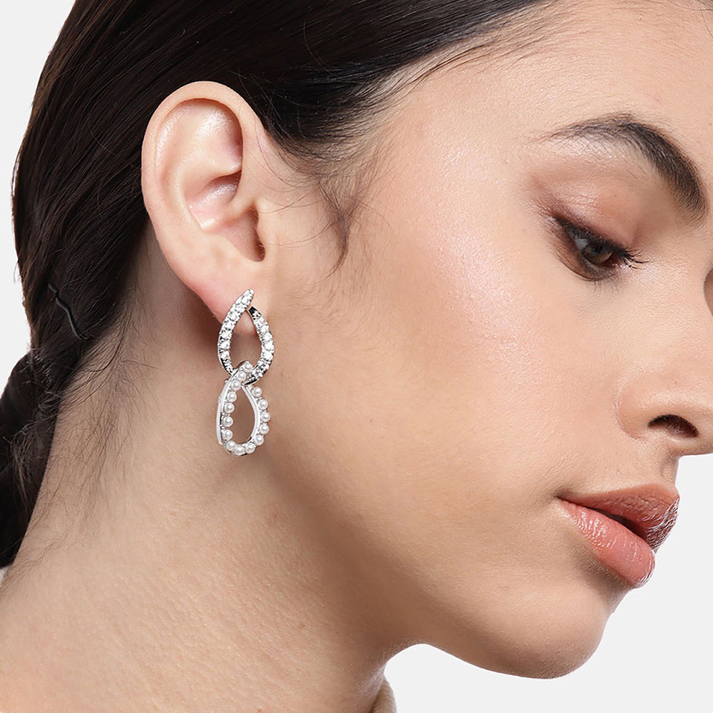 Gold-Polished With Cz Textured Heart Stud Earring - Wahe Jewels Noz2Toz