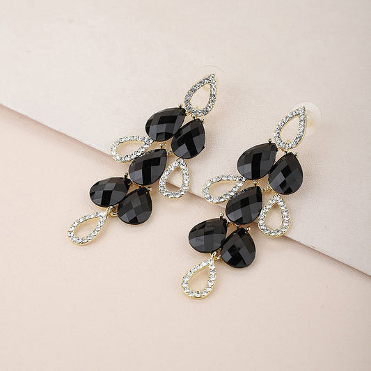Women'S Brass Black Gold-Polished Handcrafted Contemporary Drop Earrings - Wahe Jewels