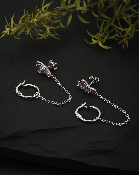 Red & Pink Floral Drop Earrings - Wahe Jewels