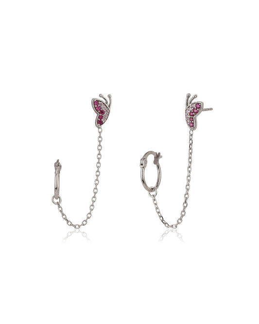 Red & Pink Floral Drop Earrings - Wahe Jewels