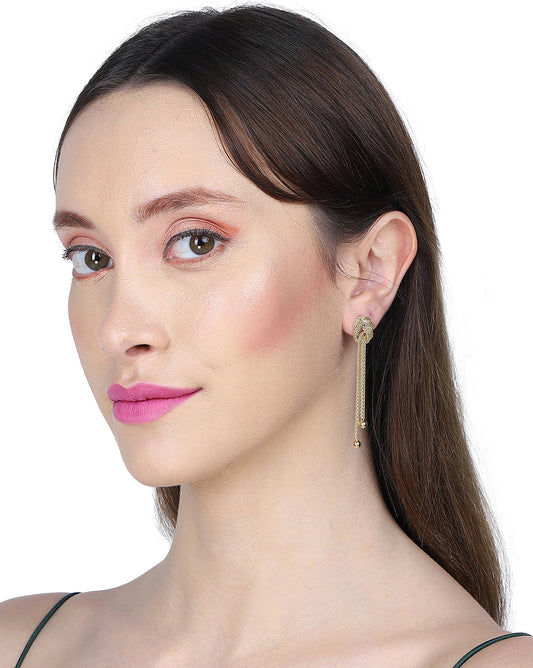 Gold-Polished With Cz Floral Drop Earring For Women - Wahe Jewels Noz2Toz