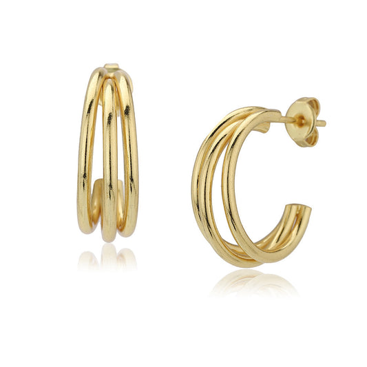 Women'S Gold Western Brass Na Post And Back Gold-Polished Single Gold - Toned Contemporary Half Hoop Earrings - Wahe Jewels Noz2Toz