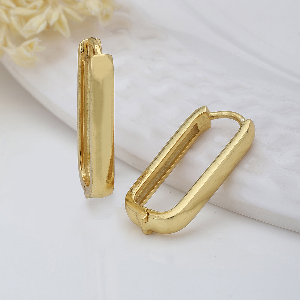 Women'S Gold Western Brass Na Fish Hook Ear Wire Gold-Polished Single Oval Drop Earrings - Wahe Jewels Noz2Toz