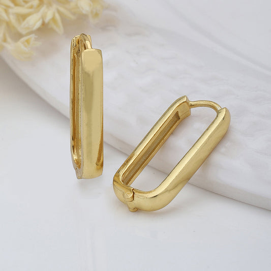 Women'S Gold Western Brass Na Fish Hook Ear Wire Gold-Polished Single Oval Drop Earrings - Wahe Jewels Noz2Toz