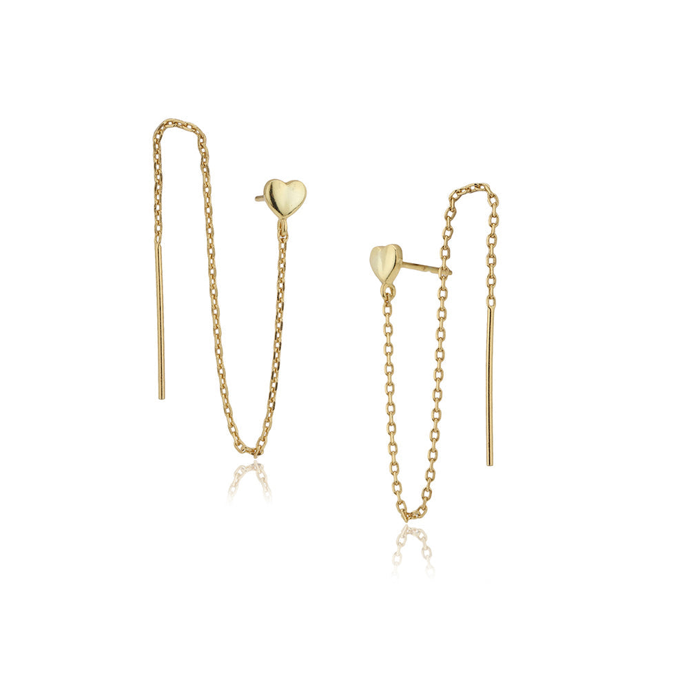 Women'S Gold Western Brass Na Post And Back Gold-Polished Single Heart Shaped Drop Earrings - Wahe Jewels Noz2Toz