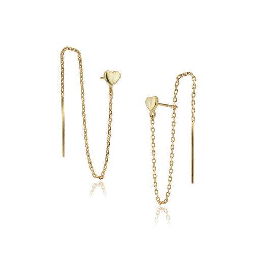 Women'S Gold Western Brass Na Post And Back Gold-Polished Single Heart Shaped Drop Earrings - Wahe Jewels Noz2Toz