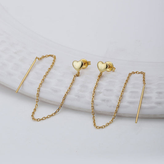 Women'S Gold Western Brass Na Post And Back Gold-Polished Single Heart Shaped Drop Earrings - Wahe Jewels Noz2Toz