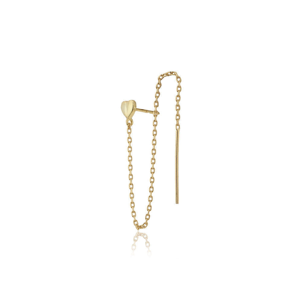 Women'S Gold Western Brass Na Post And Back Gold-Polished Single Heart Shaped Drop Earrings - Wahe Jewels Noz2Toz