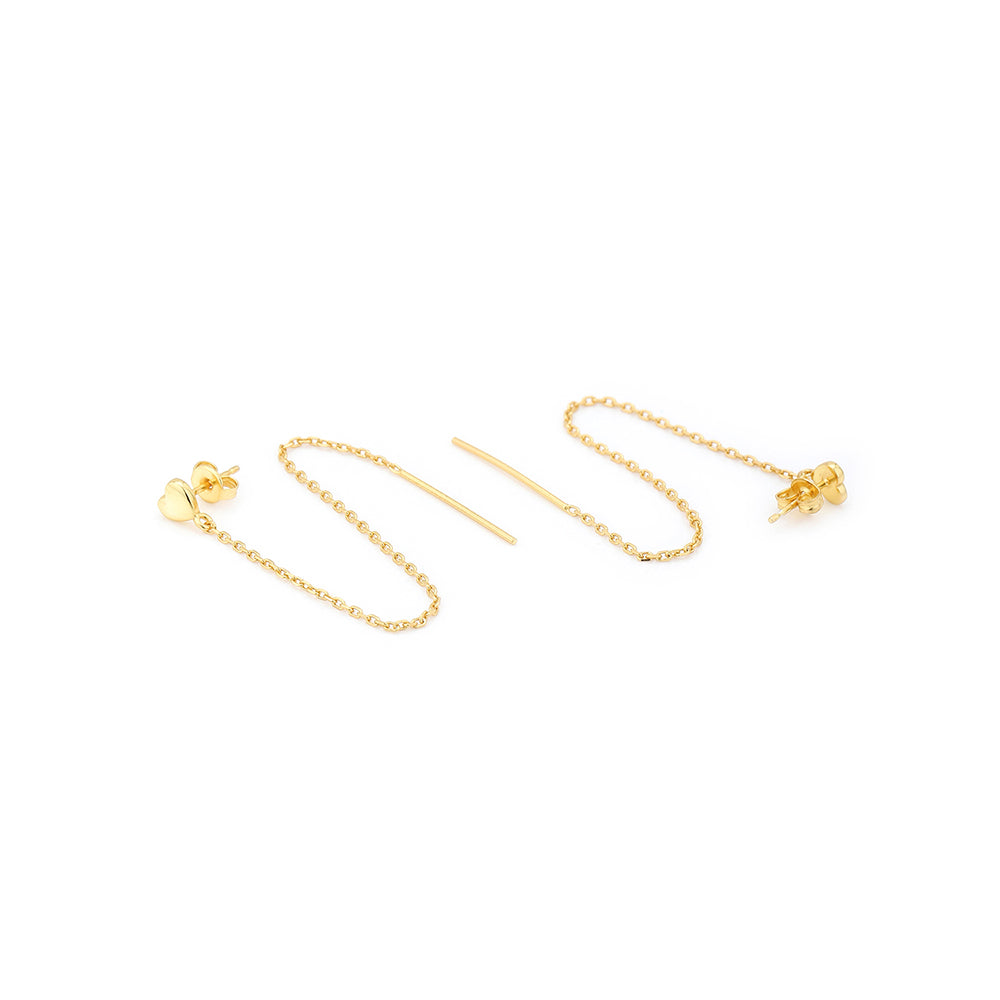 Women'S Gold Western Brass Na Post And Back Gold-Polished Single Heart Shaped Drop Earrings - Wahe Jewels Noz2Toz