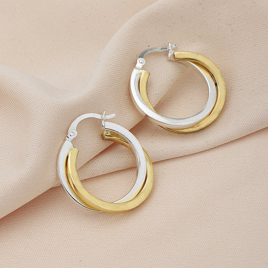 Women'S Gold Western Brass Na Fish Hook Ear Wire Rhodium - Polished Single Circular Hoop Earrings - Wahe Jewels