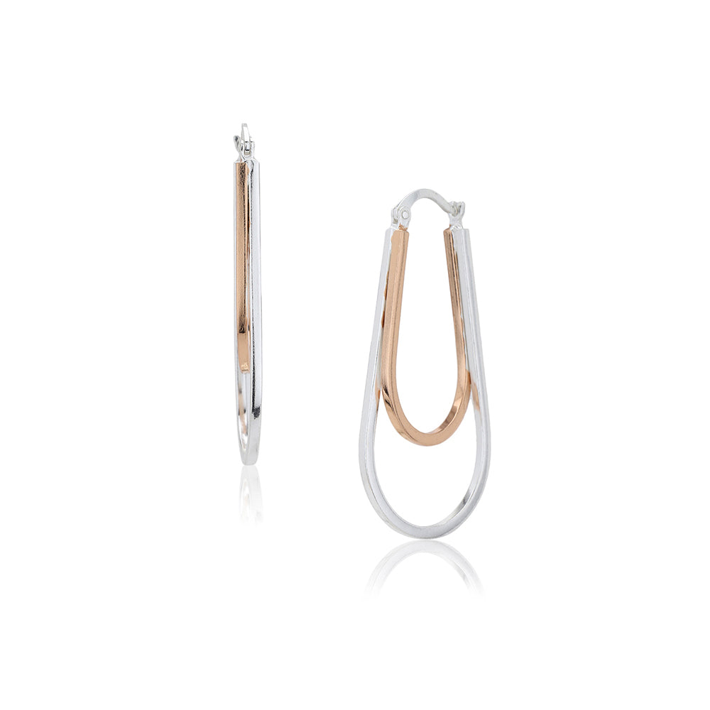 Women'S Silver Western Brass Na Fish Hook Ear Wire Rhodium - Plated Single Oval Hoop Earrings - Wahe Jewels Noz2Toz