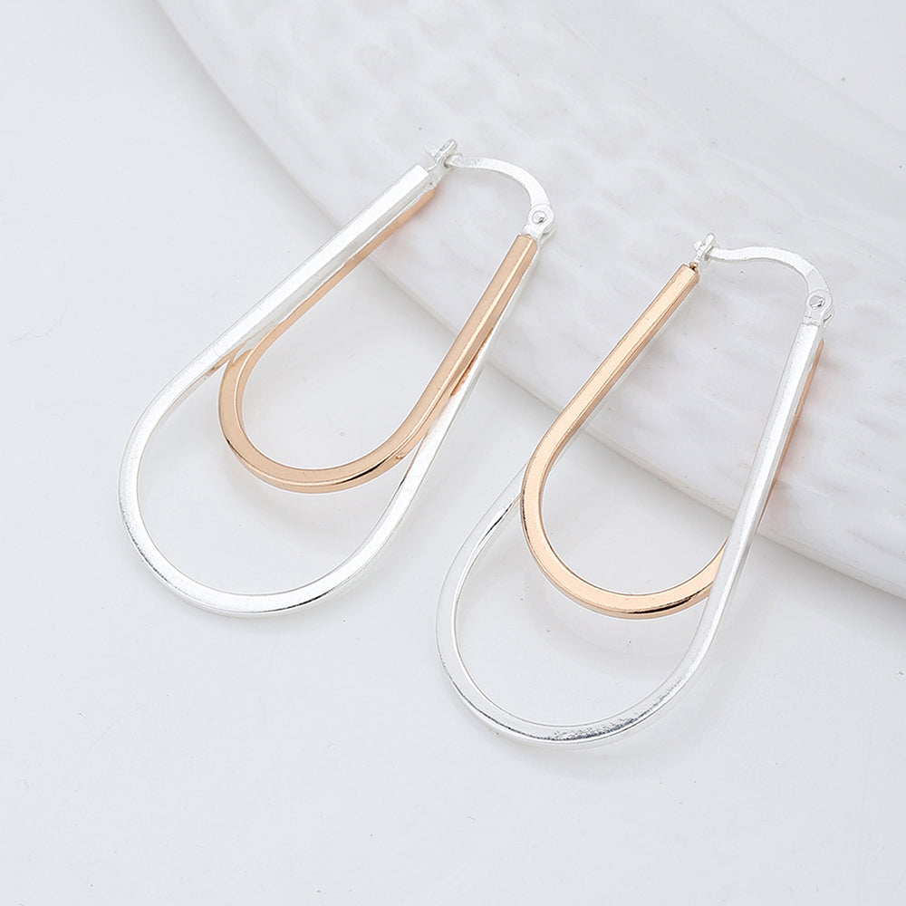Women'S Silver Western Brass Na Fish Hook Ear Wire Rhodium - Plated Single Oval Hoop Earrings - Wahe Jewels Noz2Toz