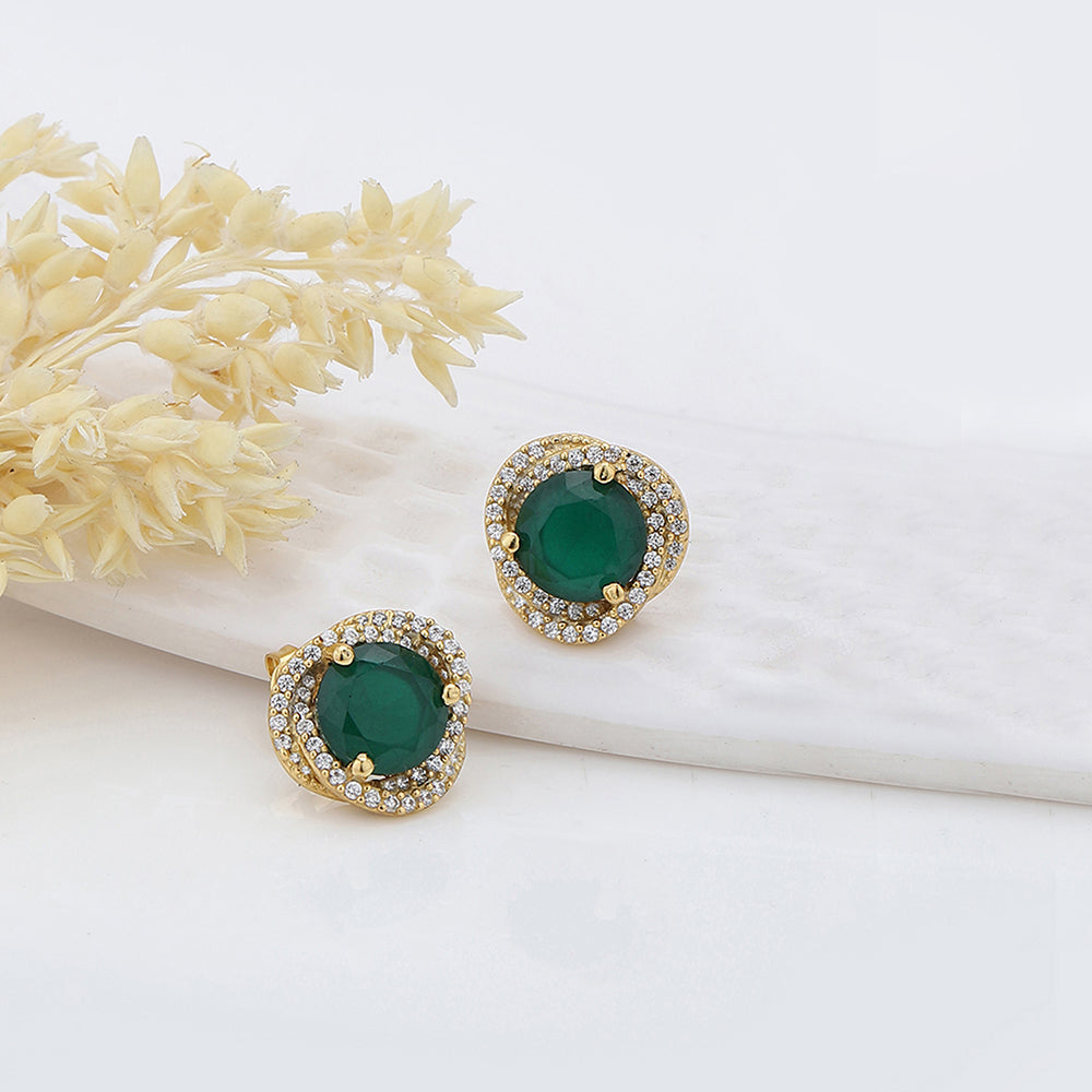 Women'S Gold Western Brass Cubic Zirconia Post And Back Gold-Polished Single Gold-Polished Contemporary Studs Earrings - Wahe Jewels Noz2Toz