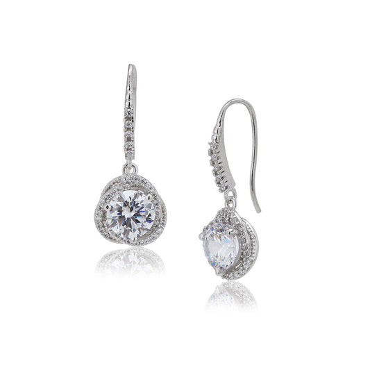 Women'S Silver Western Brass Cubic Zirconia Fish Hook Ear Wire Rhodium - Plated Single Contemporary Drop Earrings - Wahe Jewels Noz2Toz