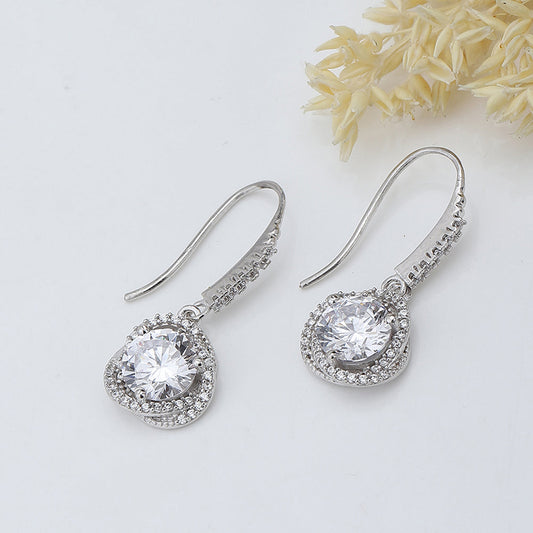 Women'S Silver Western Brass Cubic Zirconia Fish Hook Ear Wire Rhodium - Plated Single Contemporary Drop Earrings - Wahe Jewels Noz2Toz